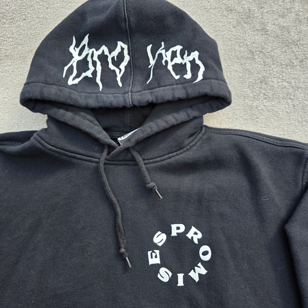 Broken Promises Hoodie Mens Medium Black Green Flaming Skull Problems Pullover - Picture 7 of 11
